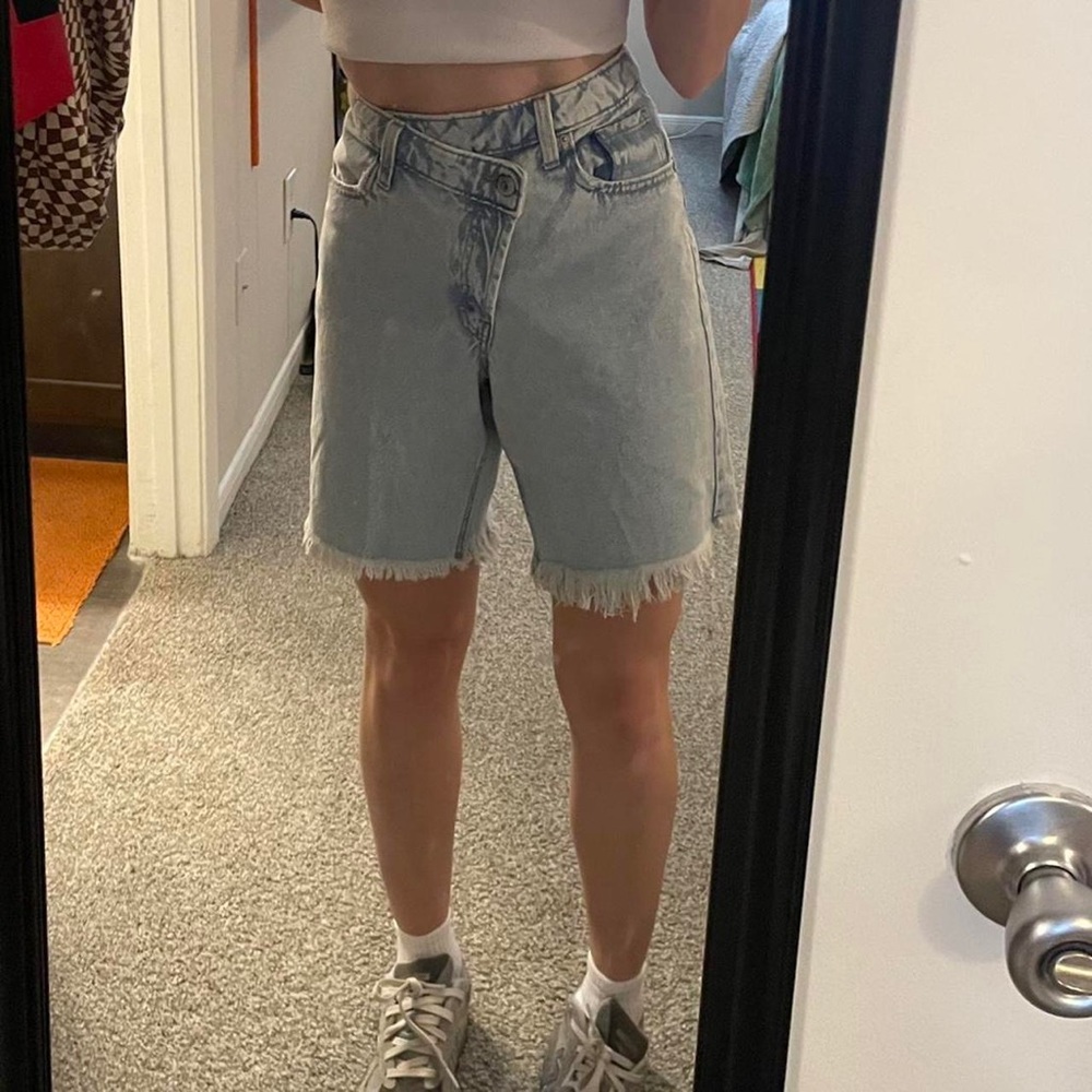 Wild Fable Denim criss cross waist mom shorts